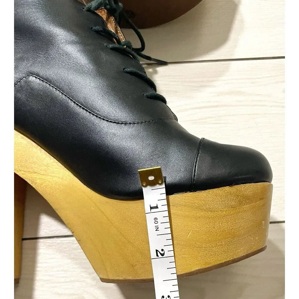 Ecote‎ wooden Vegan leather lace up platform heels size 8.5 Urban Outfitters